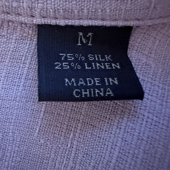 Tasso Elba Island Mens size M Shirt‎ Silk Linen Pink Short Sleeve Button Up - Picture 4 of 5